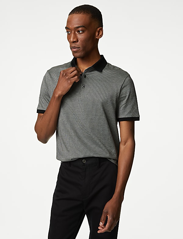 Pure Cotton Textured Polo Shirt