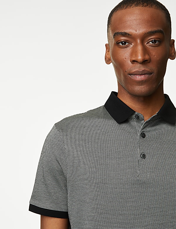 Pure Cotton Textured Polo Shirt