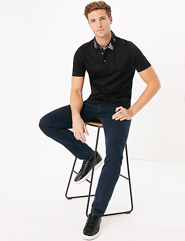 Supima® Cotton Floral Collar Polo Shirt