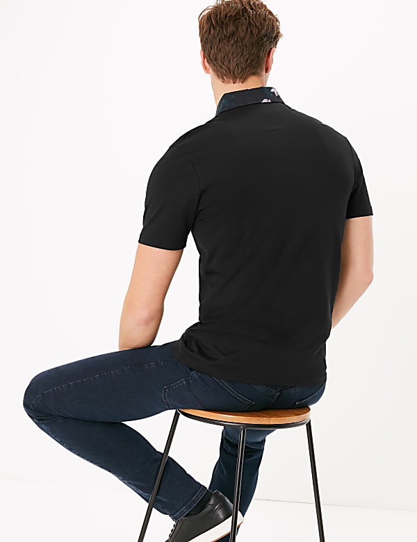 Supima® Cotton Floral Collar Polo Shirt