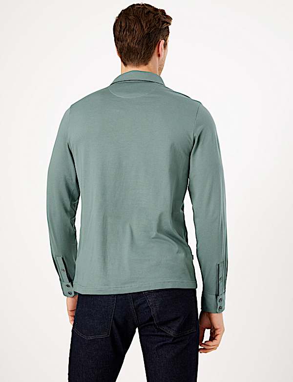 Premium Cotton Long Sleeve Polo Shirt