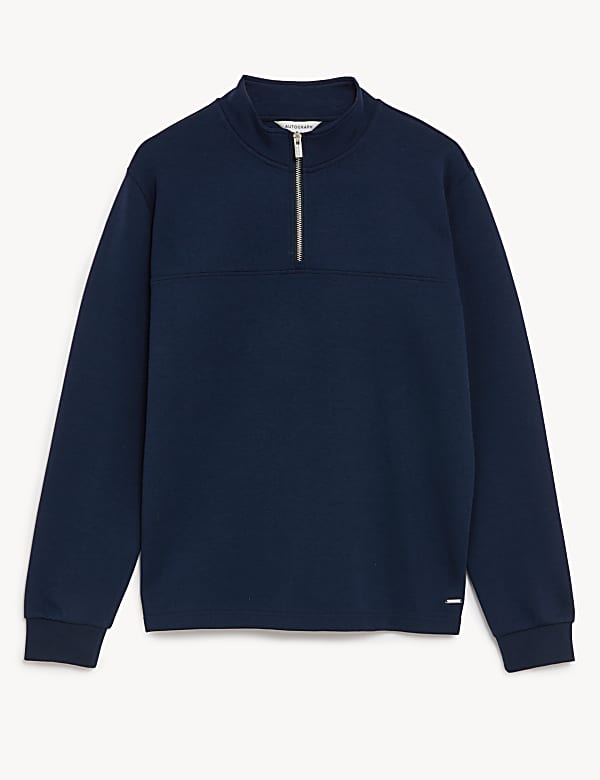 Cotton Blend Half Zip Sweatshirt - AU