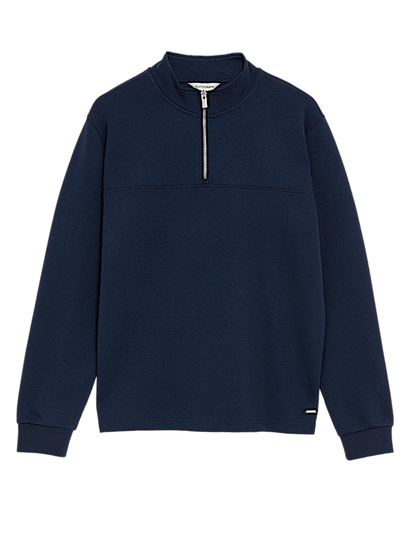 Cotton Blend Half Zip Sweatshirt