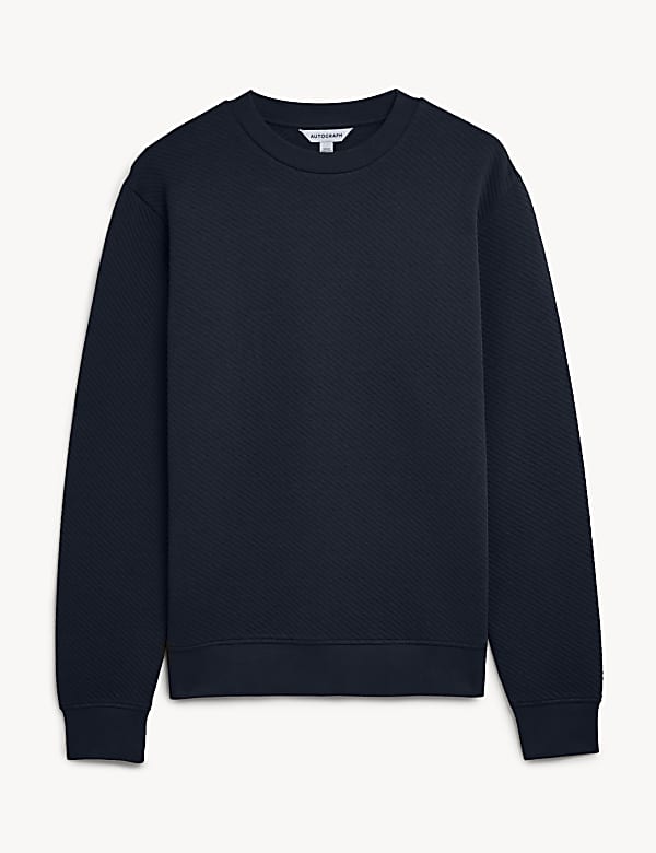 Cotton Textured Crewneck Sweatshirt