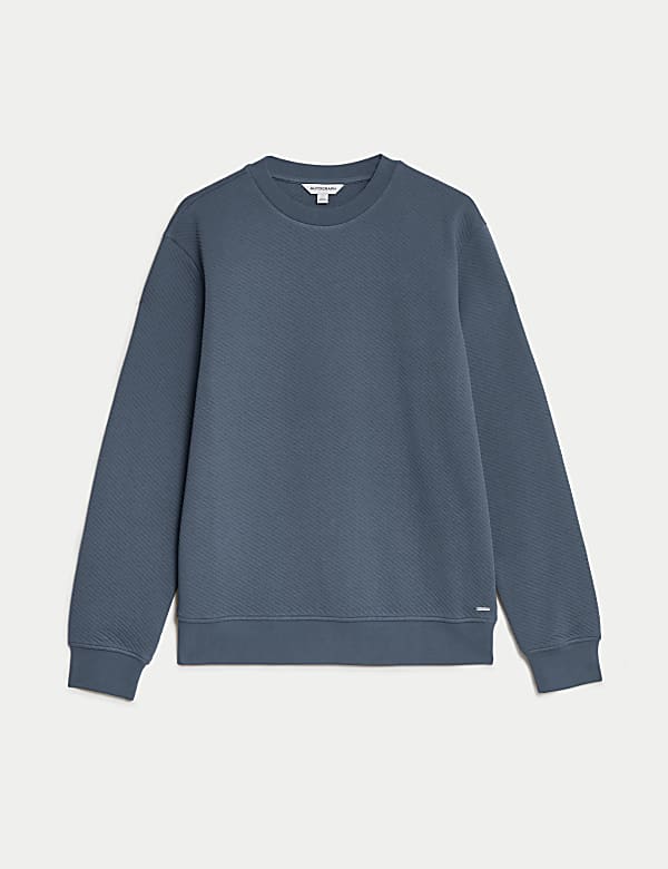 Cotton Textured Crewneck Sweatshirt