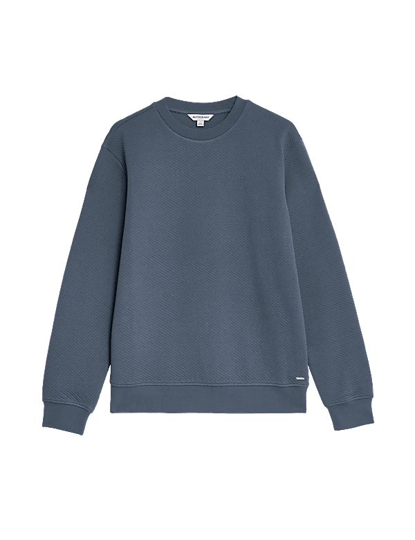Cotton Textured Crewneck Sweatshirt