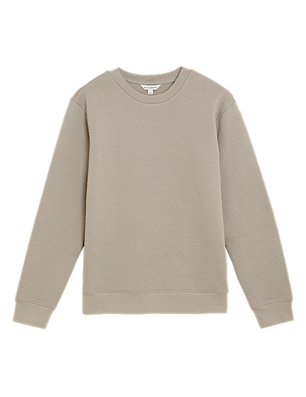 Cotton Textured Crewneck Sweatshirt