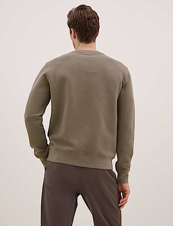 Cotton Textured Crewneck Sweatshirt