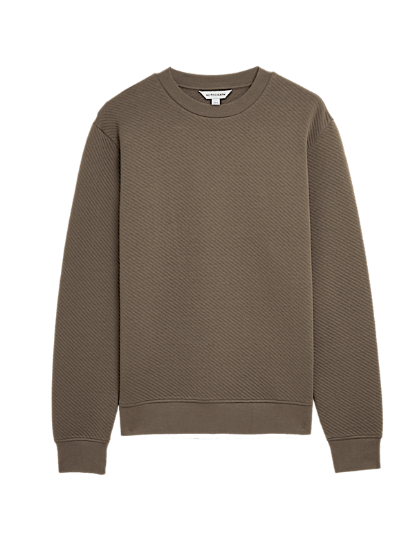 Cotton Textured Crewneck Sweatshirt