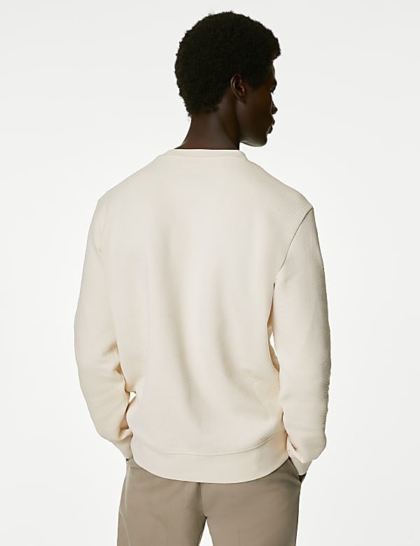 Cotton Textured Crewneck Sweatshirt