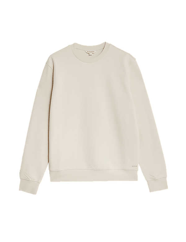 Cotton Textured Crewneck Sweatshirt