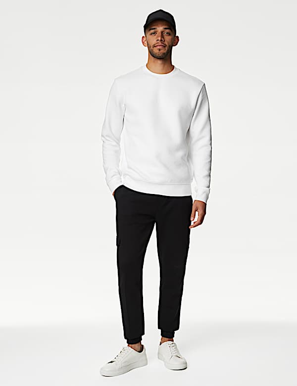 Cotton Textured Crewneck Sweatshirt