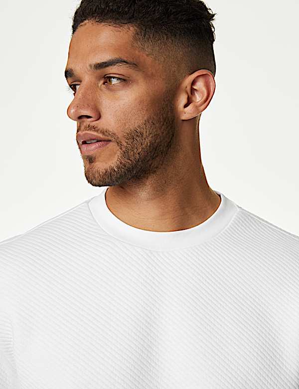 Cotton Textured Crewneck Sweatshirt