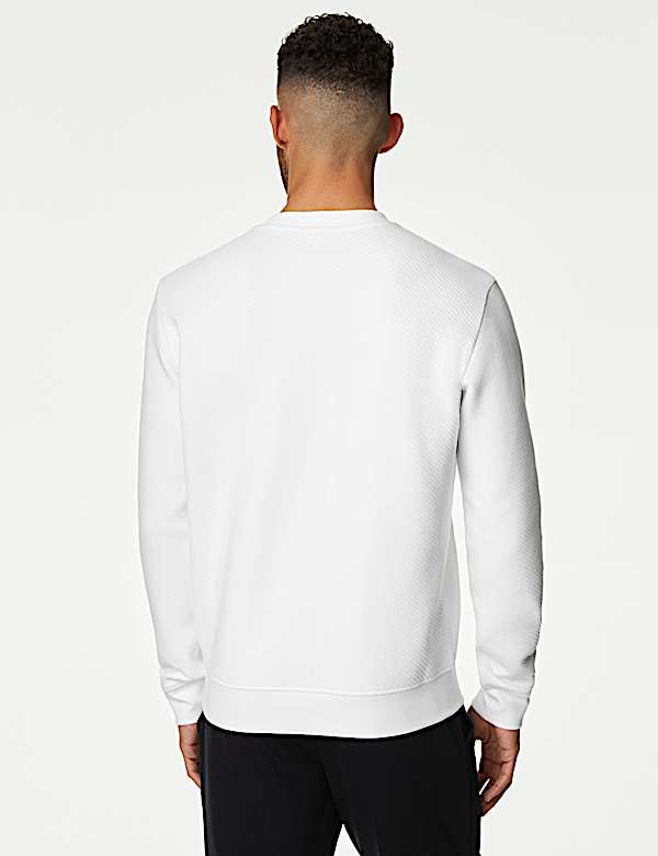 Cotton Textured Crewneck Sweatshirt