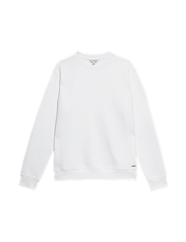 Cotton Textured Crewneck Sweatshirt