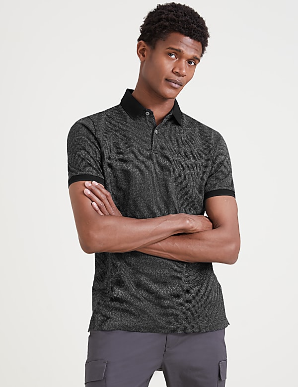 Slim Fit Pure Cotton Textured Polo Shirt