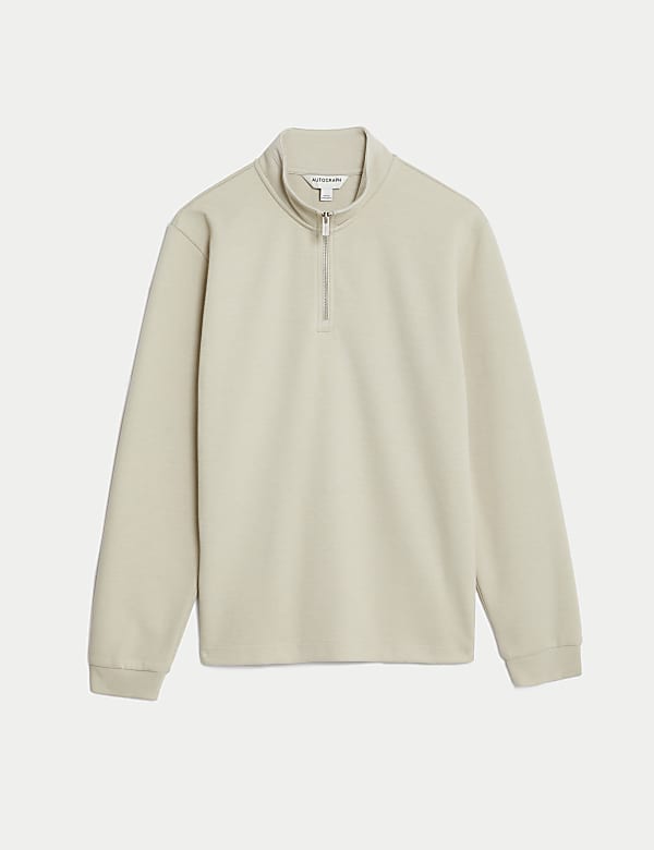 Cotton Blend Half Zip Sweatshirt - PT