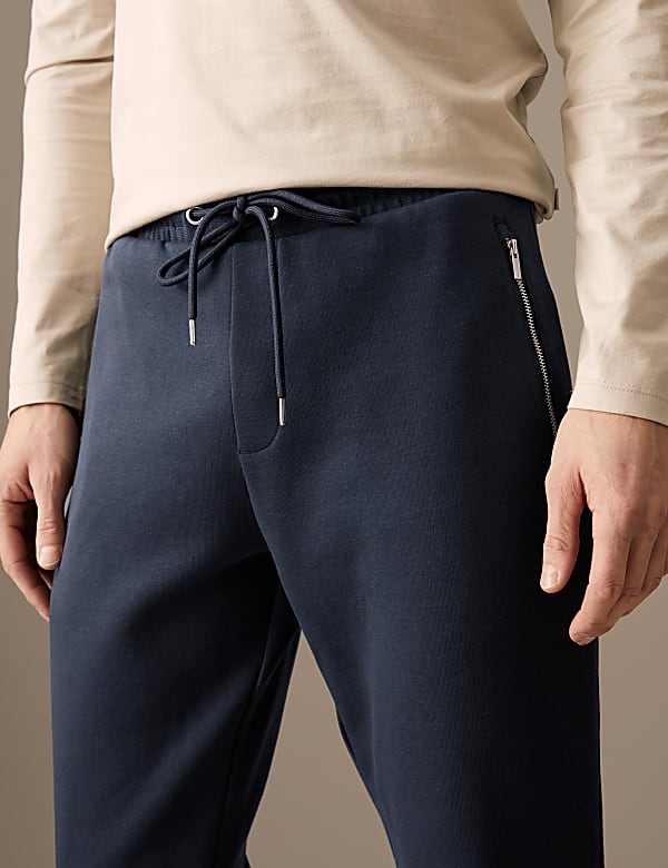 Cuffed Cotton Blend Zip Pocket Joggers