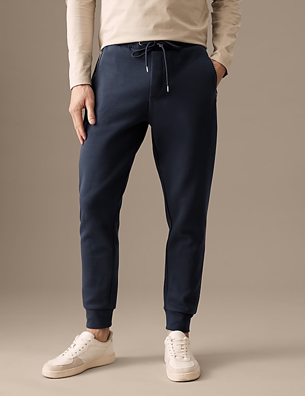 Cuffed Cotton Blend Zip Pocket Joggers