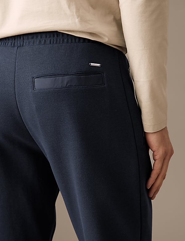 Cuffed Cotton Blend Zip Pocket Joggers