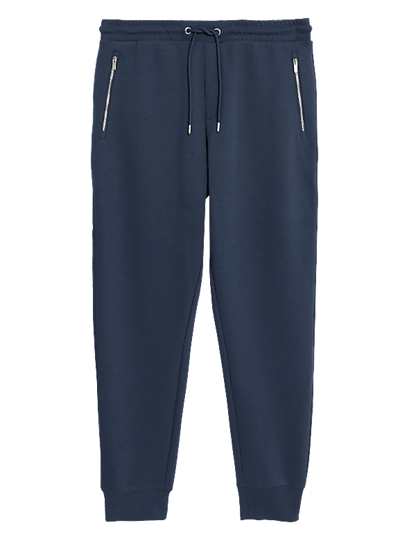Cuffed Cotton Blend Zip Pocket Joggers