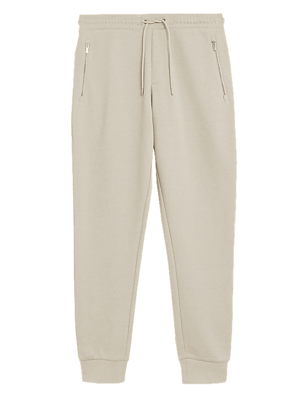 Cuffed Cotton Blend Zip Pocket Joggers