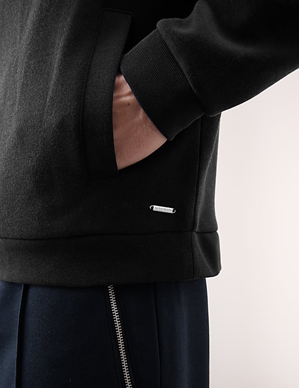 Cotton Blend Half Zip Hoodie