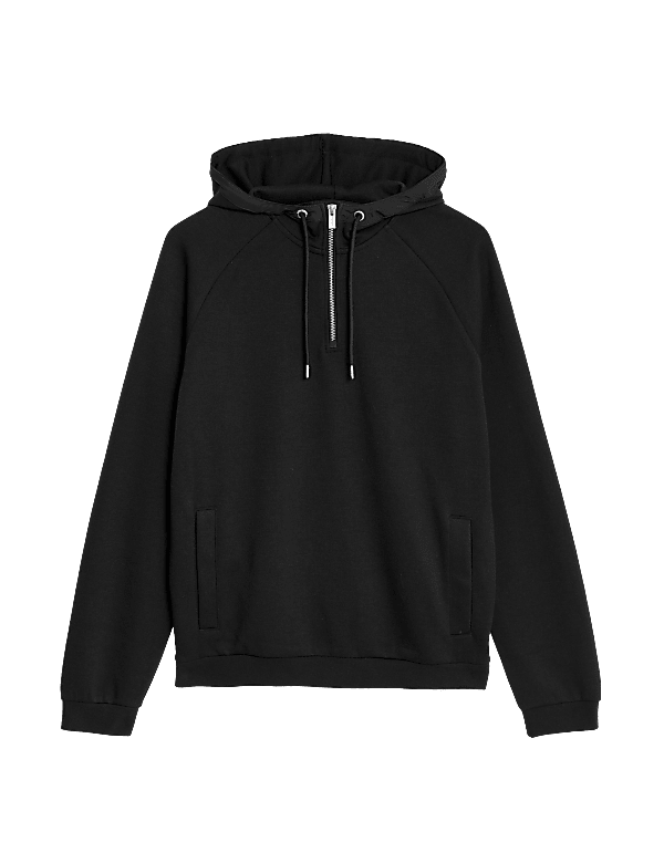 Cotton Blend Half Zip Hoodie