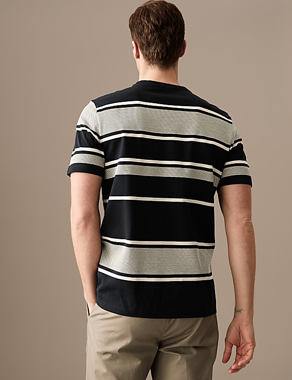 Pure Cotton Striped Textured T-Shirt