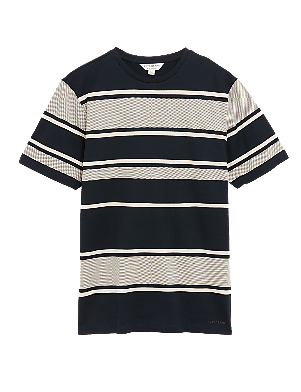 Pure Cotton Striped Textured T-Shirt