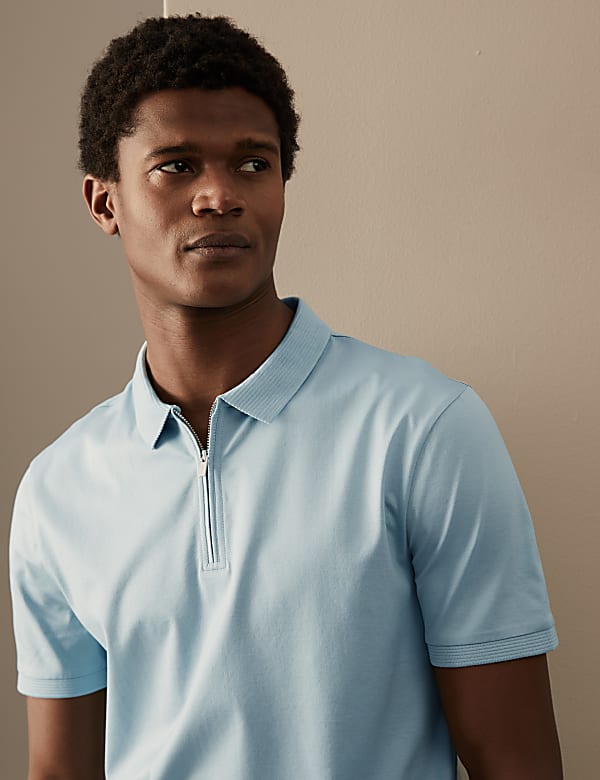 Pure Supima® Cotton Zip Up Polo Shirt