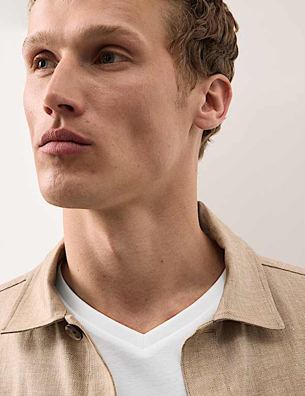 thumbnail image 2 of Short-Sleeve Men's V Neck T-Shirts L / White 2 of 13