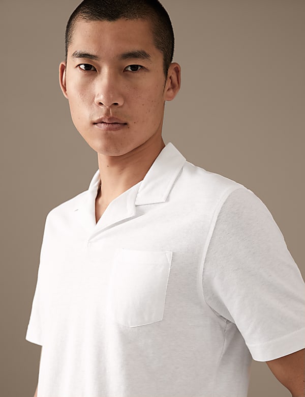 Linen Blend Revere Polo Shirt - US