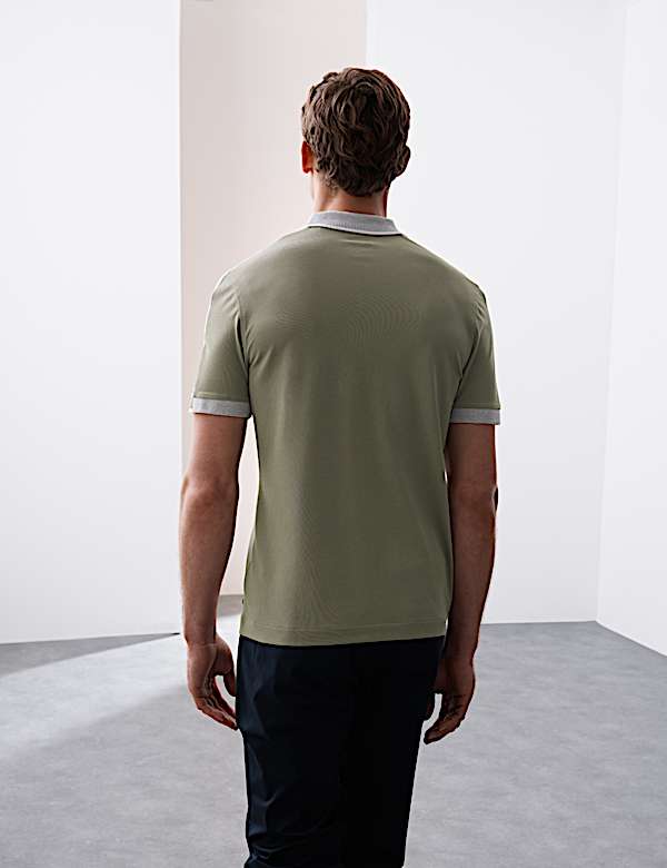 Cotton Blend Micro Pique Polo Shirt - NL