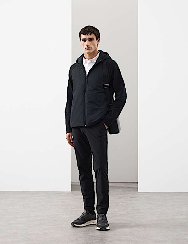 ז'קט מבד עשיר בכותנה עם קפוצ'ון ושרוולי רגלן - IL