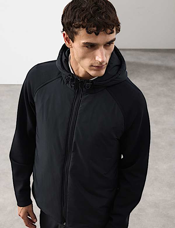 ז'קט מבד עשיר בכותנה עם קפוצ'ון ושרוולי רגלן - IL