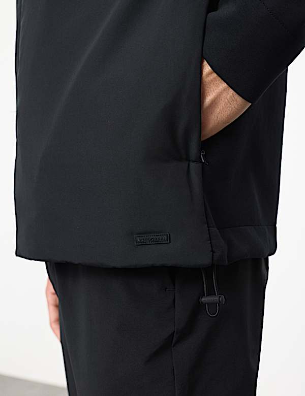 ז'קט מבד עשיר בכותנה עם קפוצ'ון ושרוולי רגלן - IL