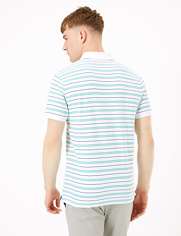 Pure Cotton Double Stripe Polo Shirt