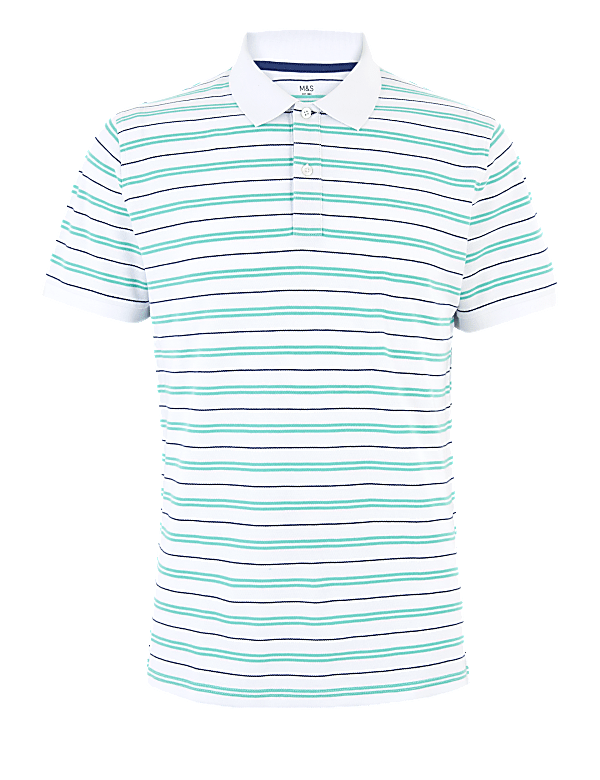 Pure Cotton Double Stripe Polo Shirt