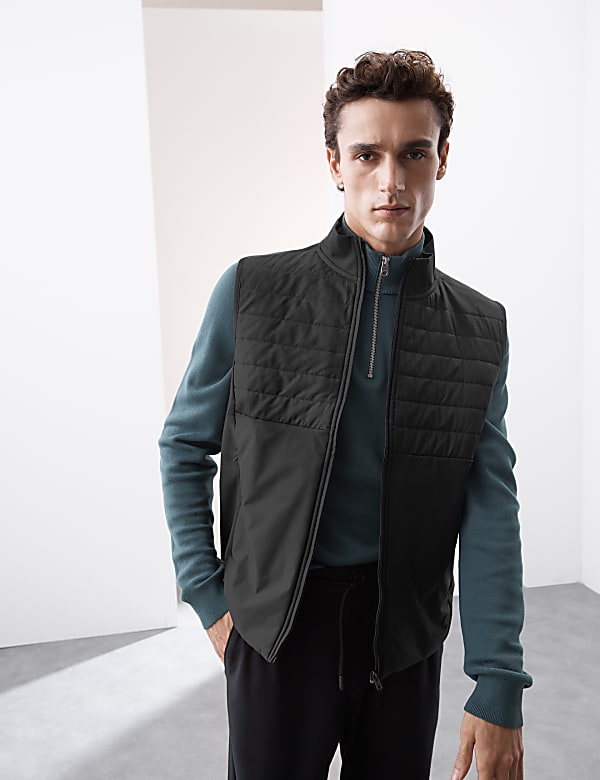 Funnel Neck Quilted Gilet - US