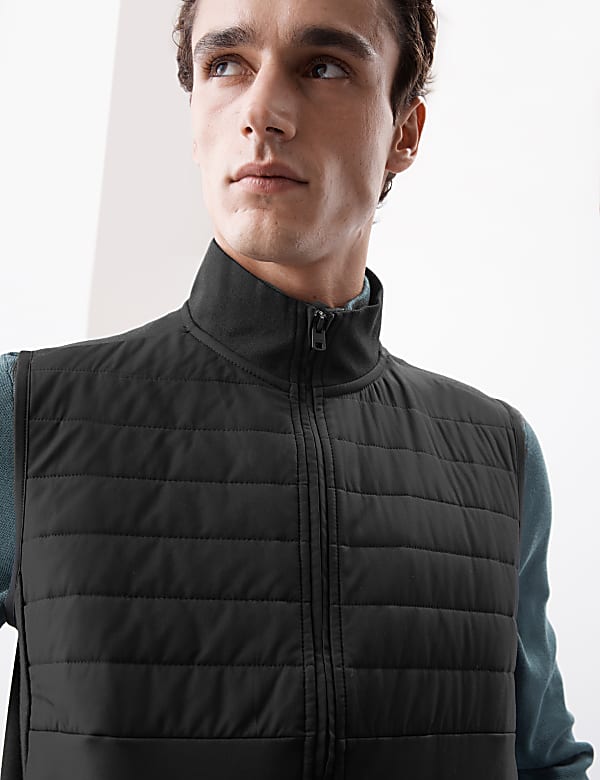 Funnel Neck Quilted Gilet - US