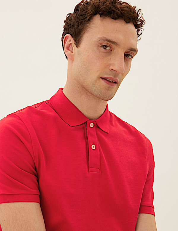 Pure Cotton Pique Regular Fit Polo Shirt - GR