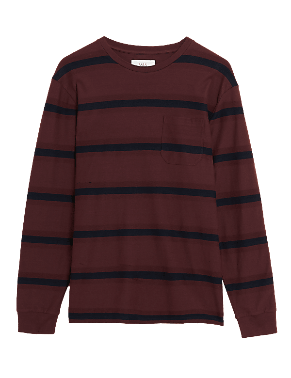 Pure Cotton Striped Long Sleeve T-Shirt