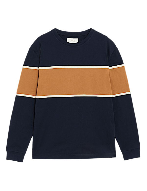 Pure Cotton Colour Block T-Shirt