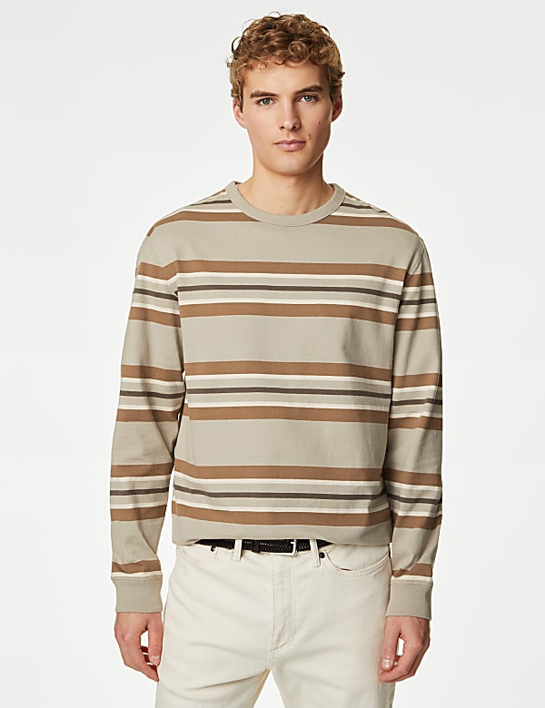 Pure Cotton Striped Long Sleeve T-Shirt