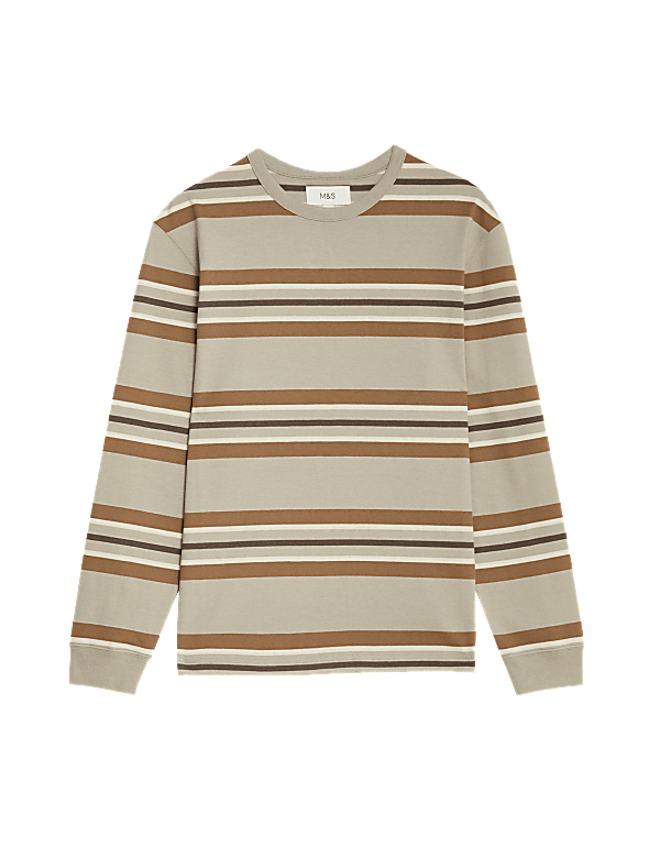 Pure Cotton Striped Long Sleeve T-Shirt