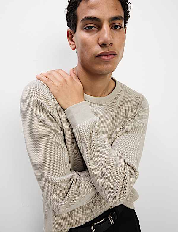 Pure Cotton 2-Tone Waffle Sweatshirt - NZ