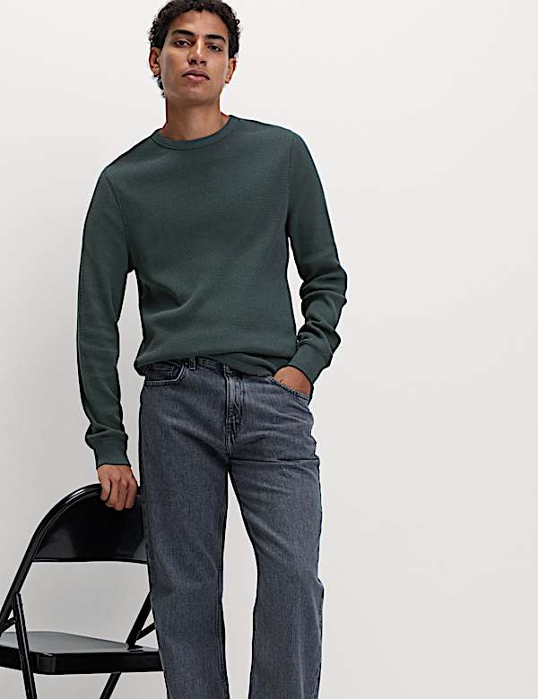 Pure Cotton 2-Tone Waffle Sweatshirt