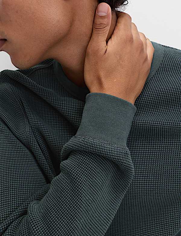 Pure Cotton 2-Tone Waffle Sweatshirt