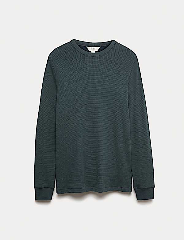 Zweifarbiges Sweatshirt aus reiner Baumwolle mit Waffelmotiv - AT